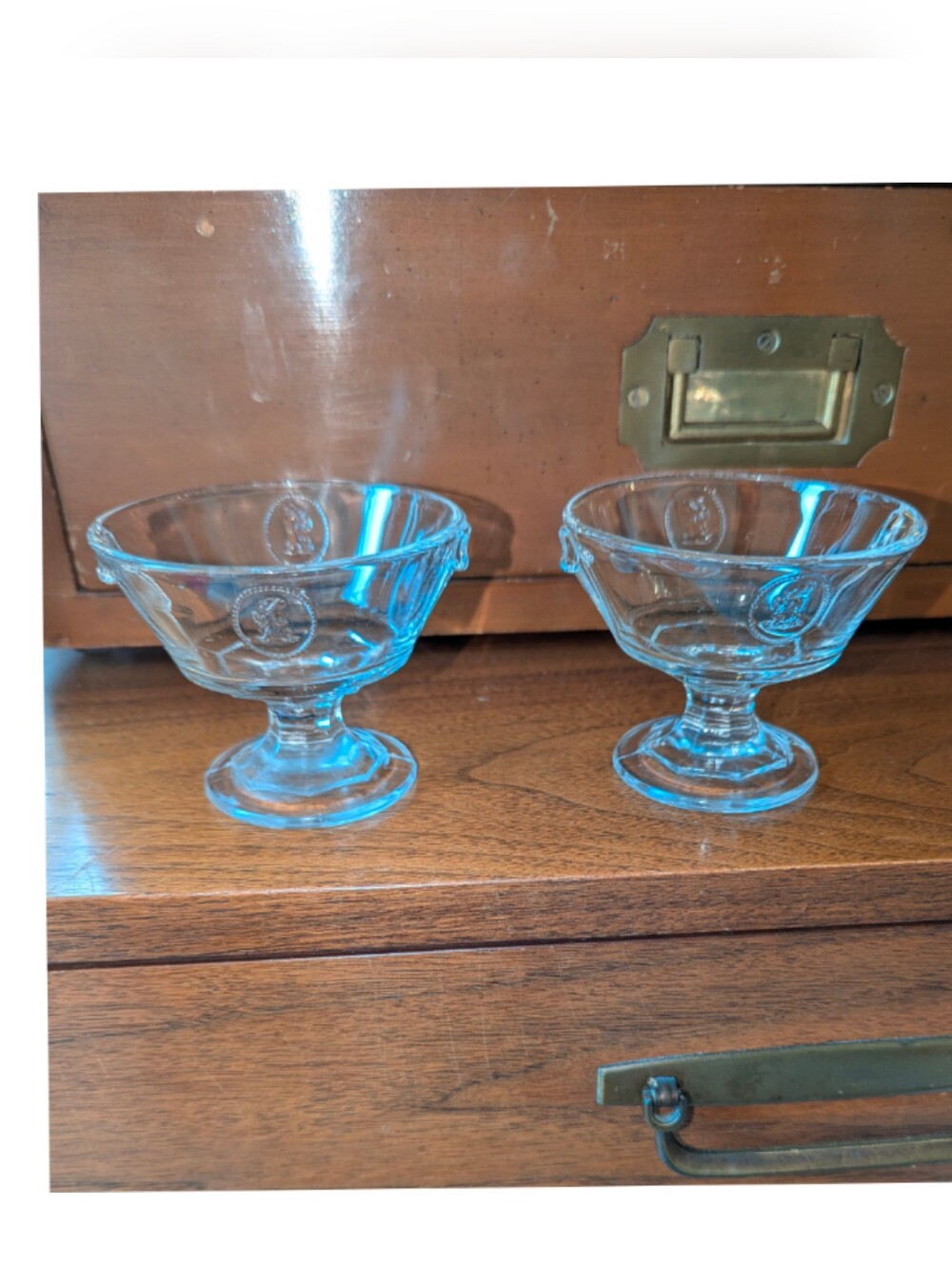 2 Cupid & Venus Glass Bowls / Dishes